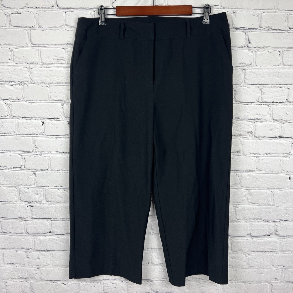 Notations Women's Wide Leg Black Dress‎ Pants Slacks Cropped Size 14 Pockets